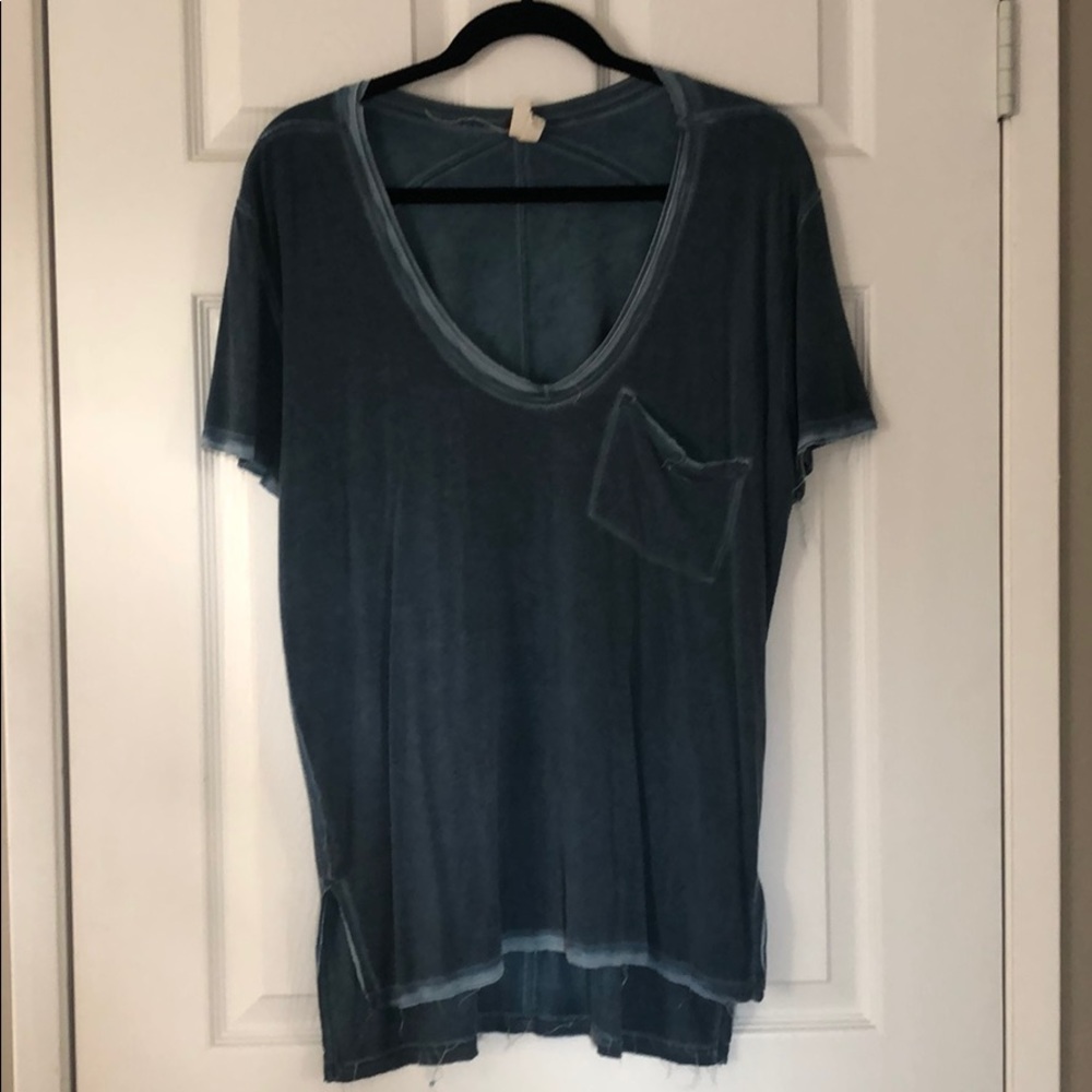 Free people rising sun tee in blue color